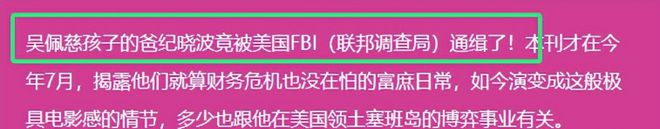 曝纪晓波被FBI通缉，涉案金额达320亿美元！吴佩慈小日子仍优越！