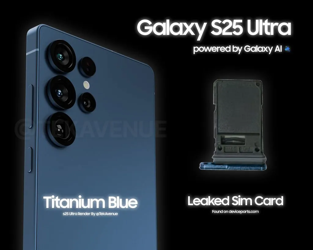 三星 Galaxy S25 Ultra 手机渲染图再曝光，钛蓝色惊艳亮相