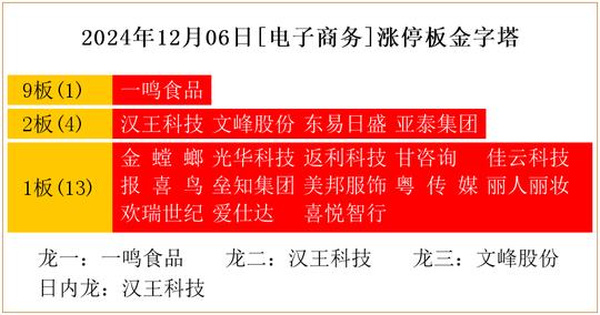 2024年12月06日[电子商务]涨停板金字塔