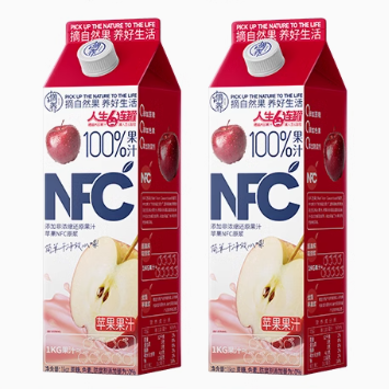 不加一滴水：摘养 100% NFC 苹果汁 1kg 半价 9.9 元吨吨畅饮