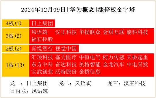 2024年12月09日[华为概念]涨停板金字塔