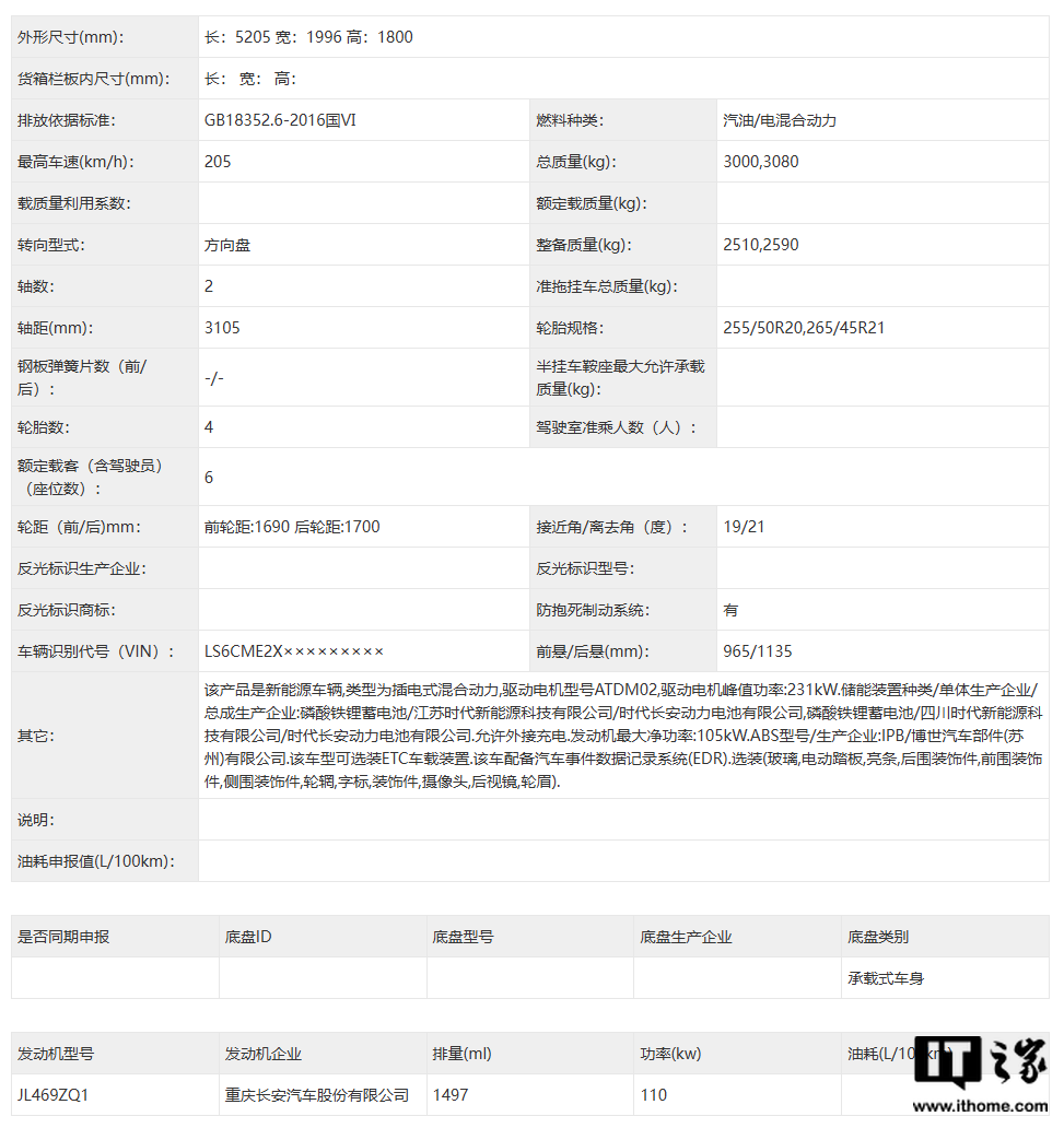 长安深蓝 S09 申报图公布：配激光雷达，轴距 3105mm