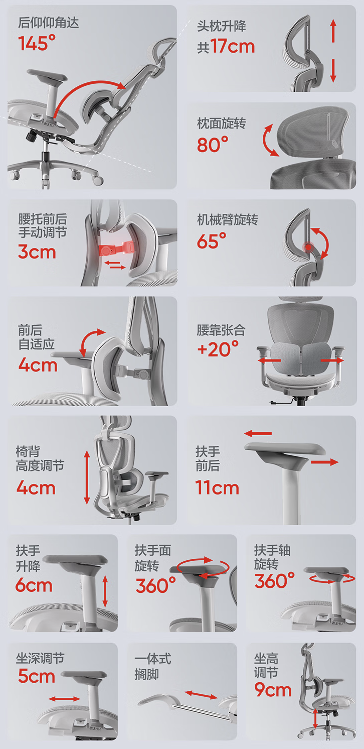 网易严选 F300 人体工学电竞椅首销：悬浮椅背、双轴头枕，1499 元起  第7张