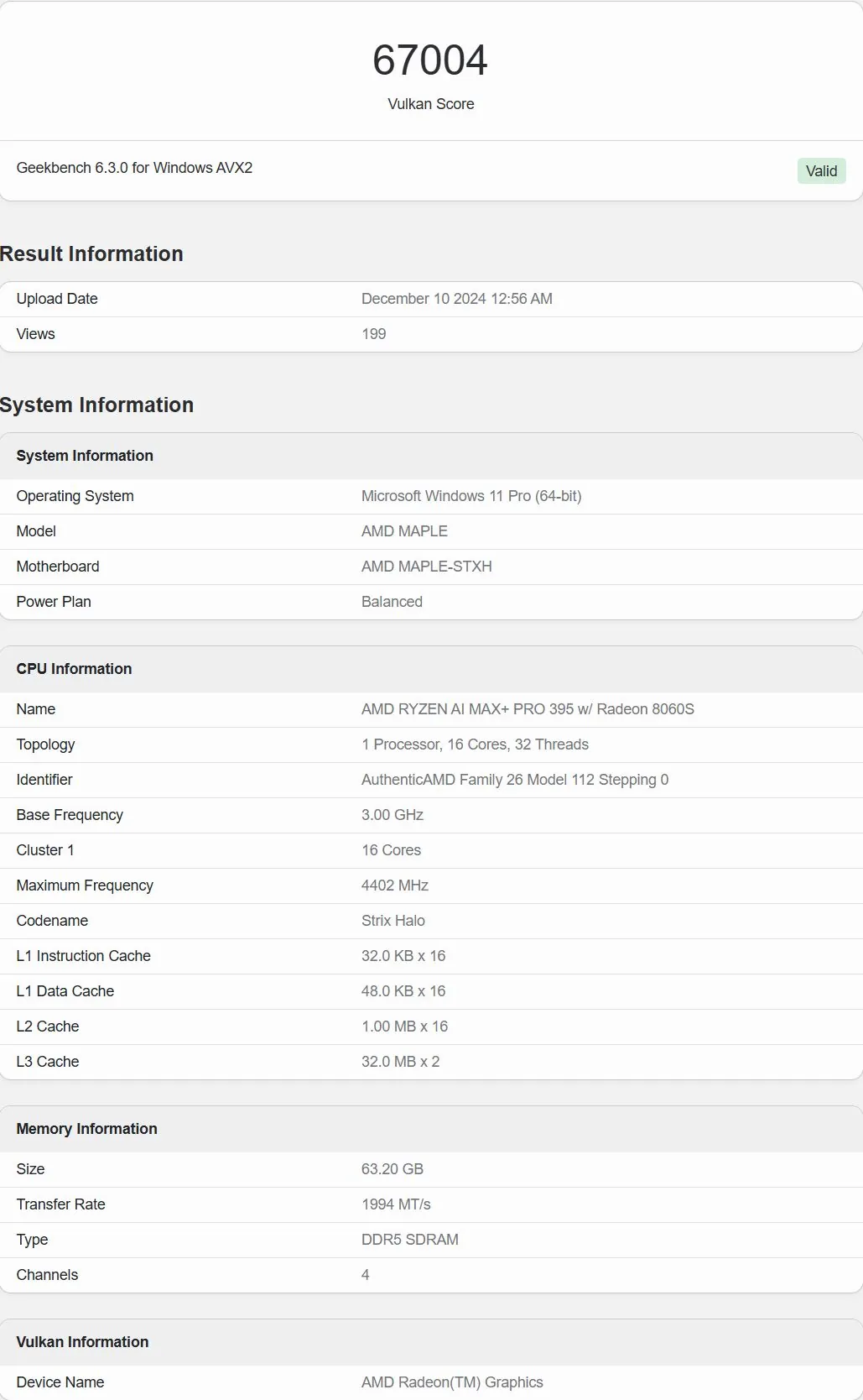 AMD Ryzen AI MAX+ PRO 395 APU 曝光：Vulkan 跑分超英伟达 RTX 3050