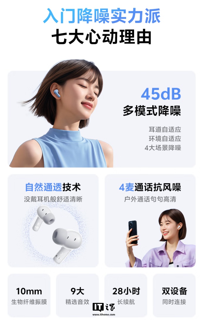 QCY Melobuds N30 耳机首销：45dB 降噪、综合续航约 28 小时，售价 129 元