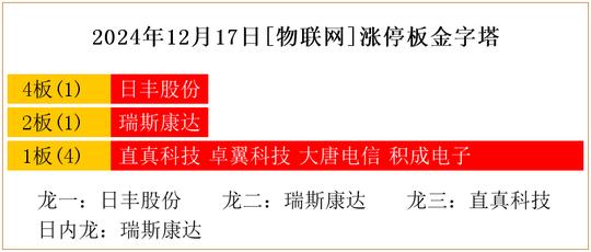 2024年12月17日[物联网]涨停板金字塔