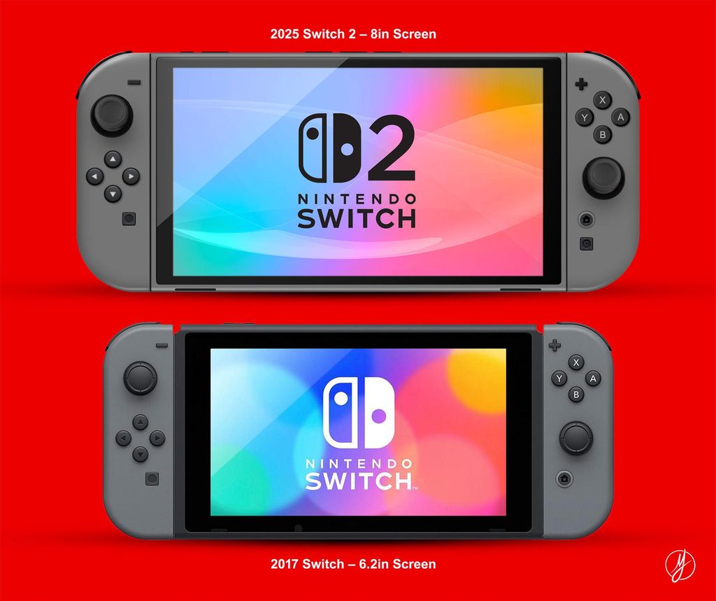 任天堂 Switch 2 游戏掌机渲染图曝光：8 英寸大屏、12GB 内存、磁吸 Joy-Con