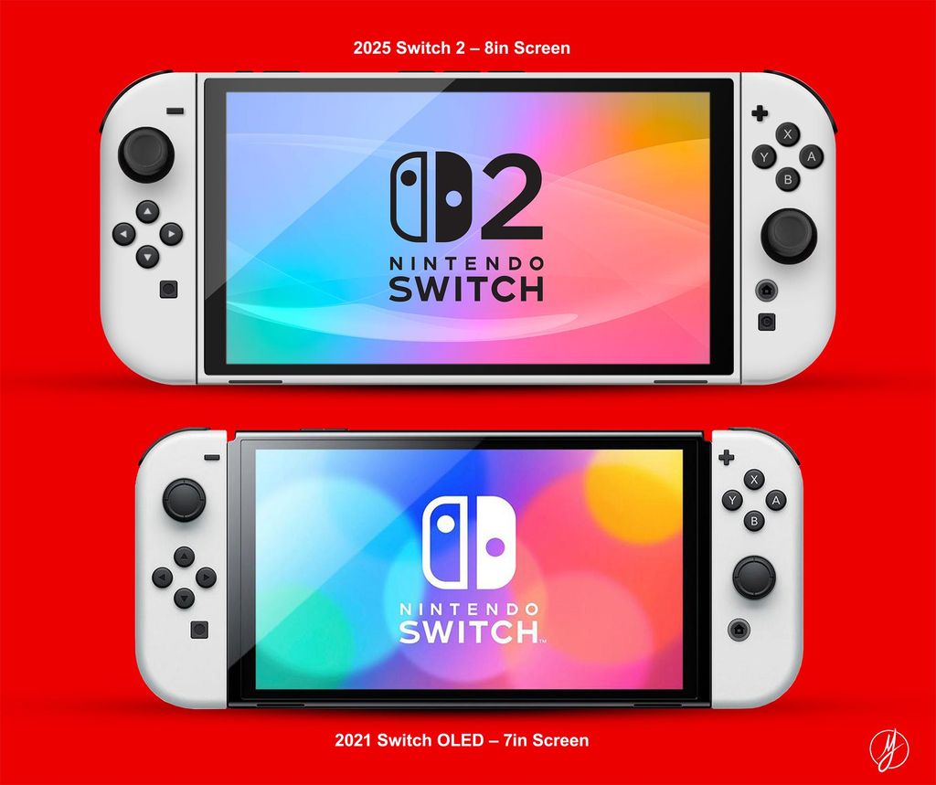 任天堂 Switch 2 游戏掌机渲染图曝光：8 英寸大屏、12GB 内存、磁吸 Joy-Con