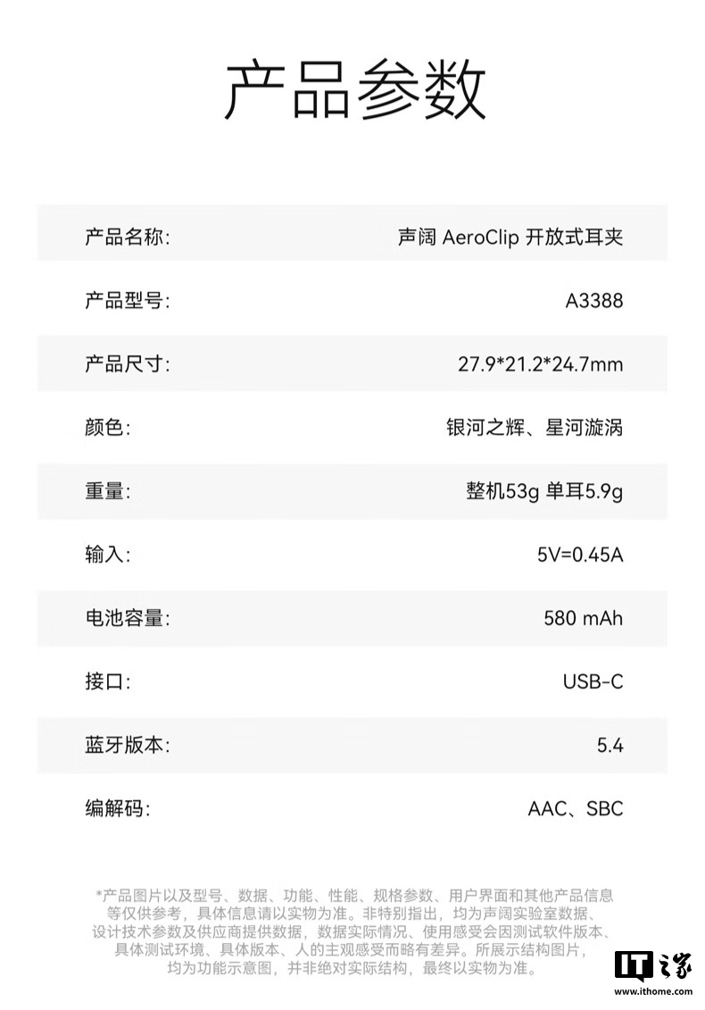 安克 Soundcore 声阔耳夹式蓝牙耳机 AeroClip 上市：采用柔性金属钛丝，999 元