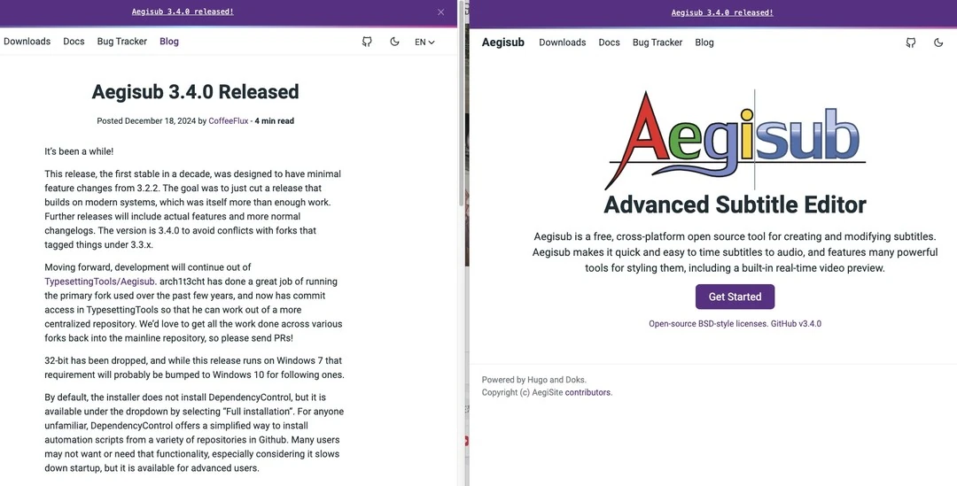 十年磨一剑：Aegisub 字幕制作工具 3.4.0 稳定版发布，弃用 32 位系统支持