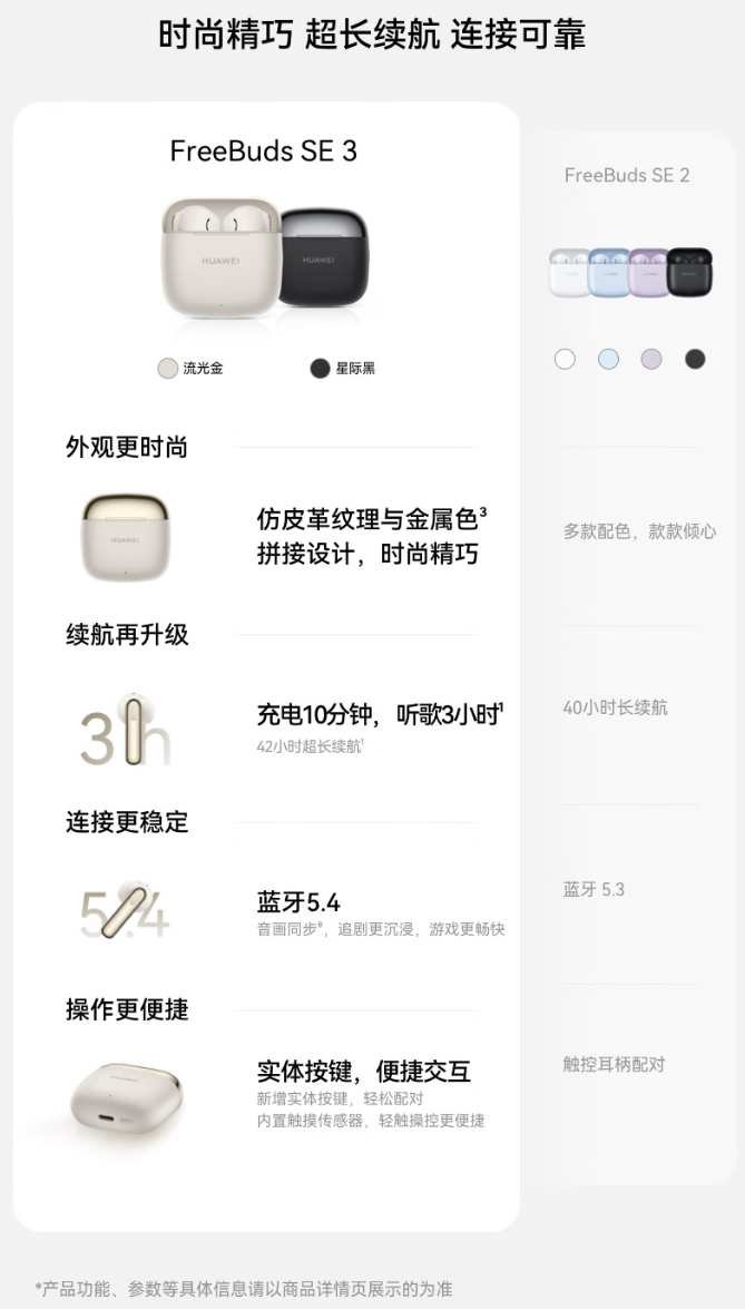 华为 FreeBuds SE 3 无线耳机首销：42 小时续航、蓝牙 5.4 技术，179 元