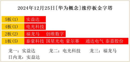 2024年12月25日[华为概念]涨停板金字塔