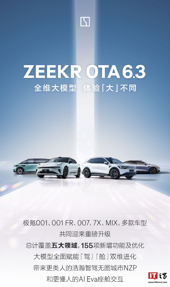 极氪 001、007、7X、MIX 获推 OTA 6.3：端到端大模型上车，增加无图城市 NZP、离车泊入等