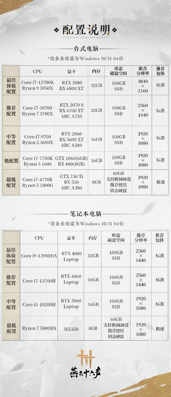 《燕云十六声》公测倒计时2天！官方发布安装指南