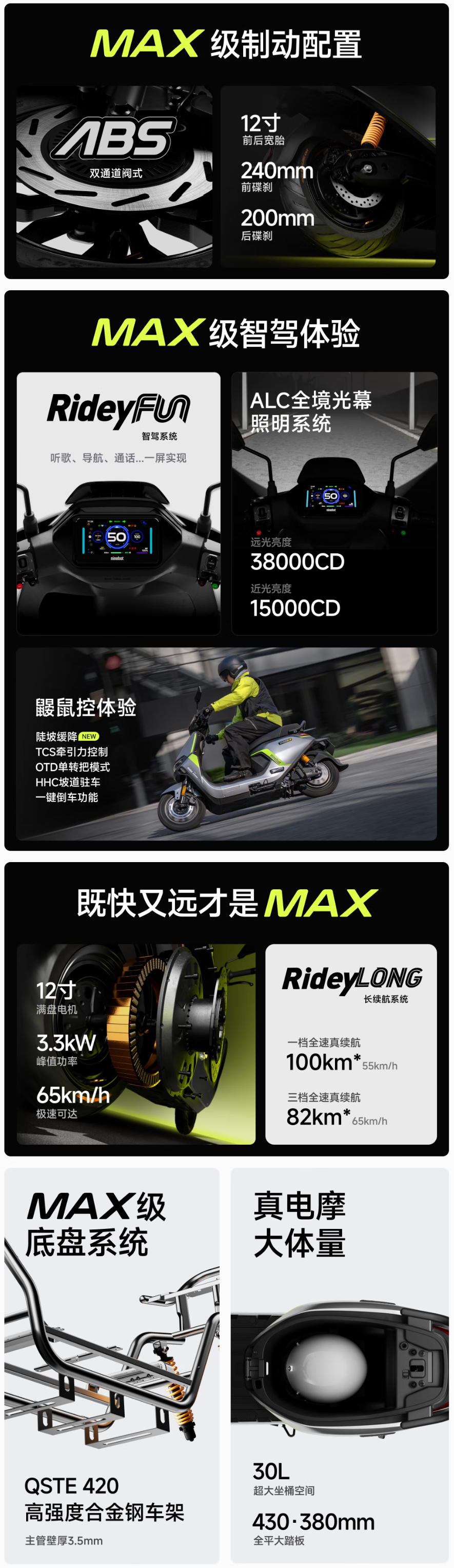 九号电动车三款新品亮相：M3 95c MAX、F2z 110 MAX、Fz 下周发布  第3张