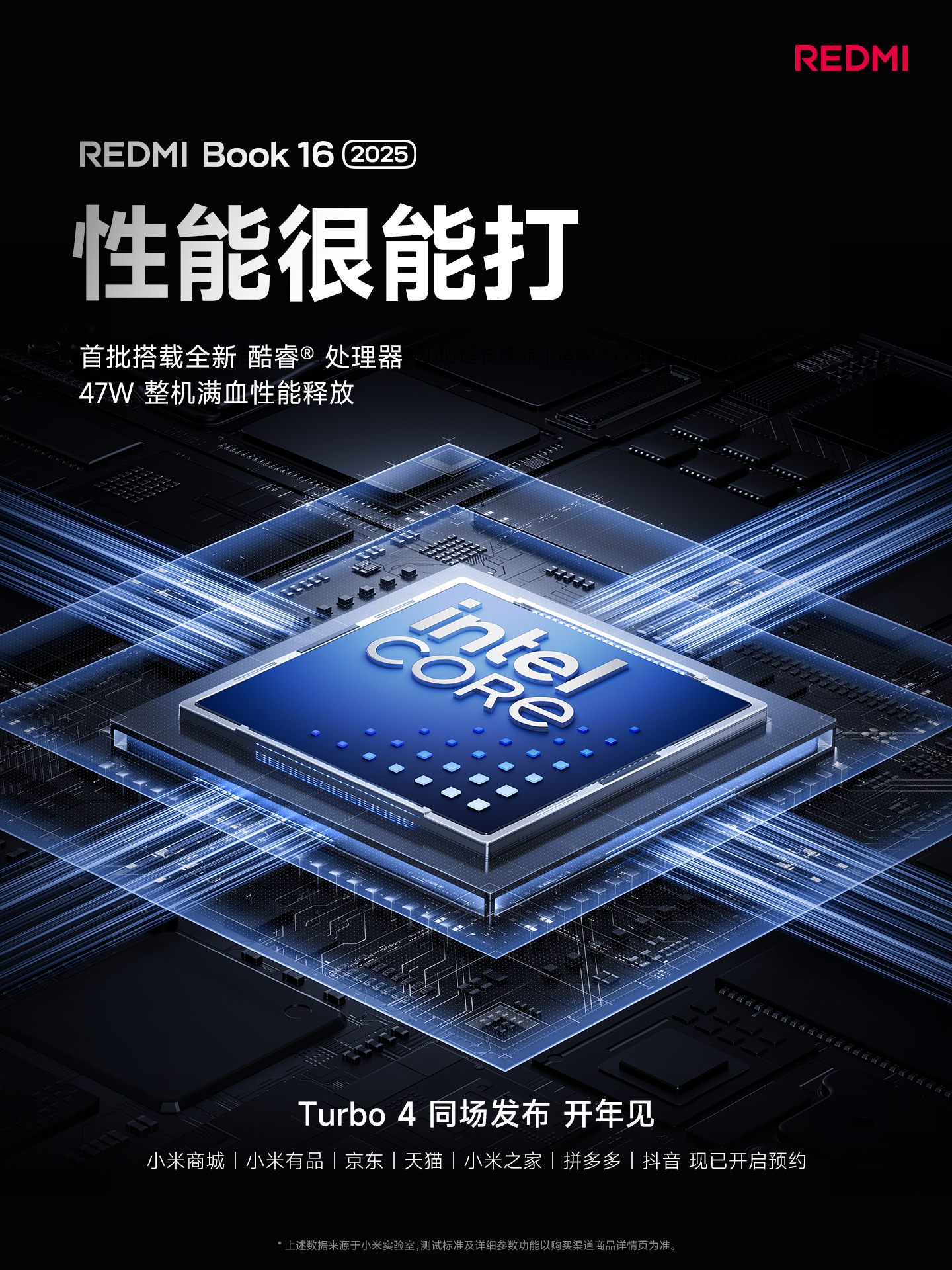 小米 REDMI Book 16 2025 笔记本首批搭载全新英特尔酷睿处理器，47W 整机性能释放  第2张