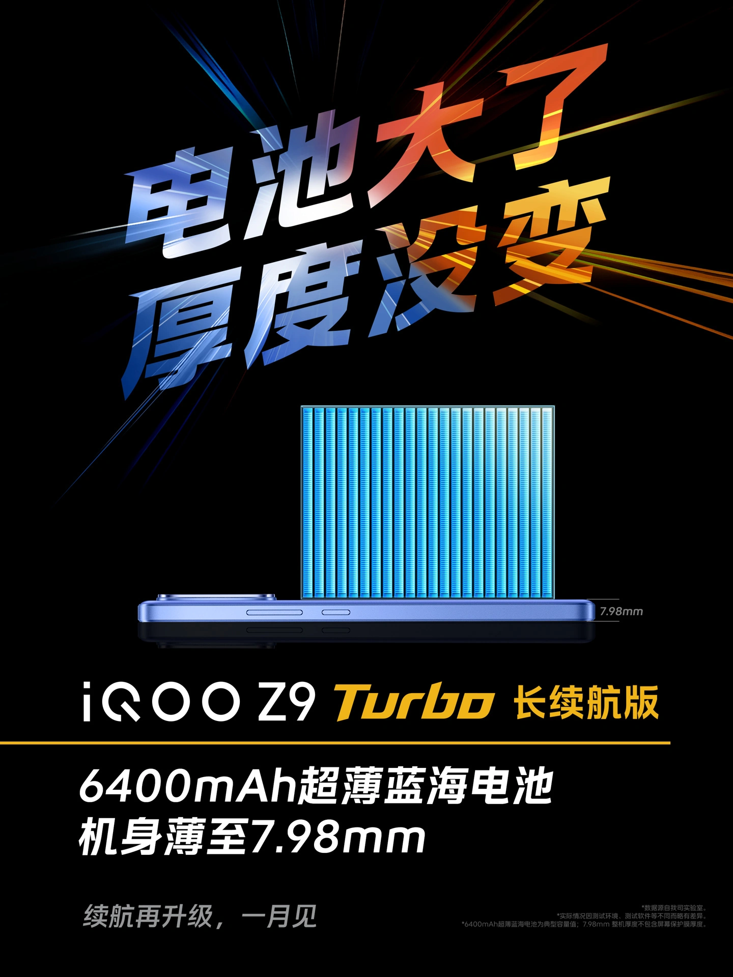 iQOO Z9 Turbo 长续航版手机重 196g、厚 7.98mm，宣称“能连续看 22.7 小时视频”  第2张