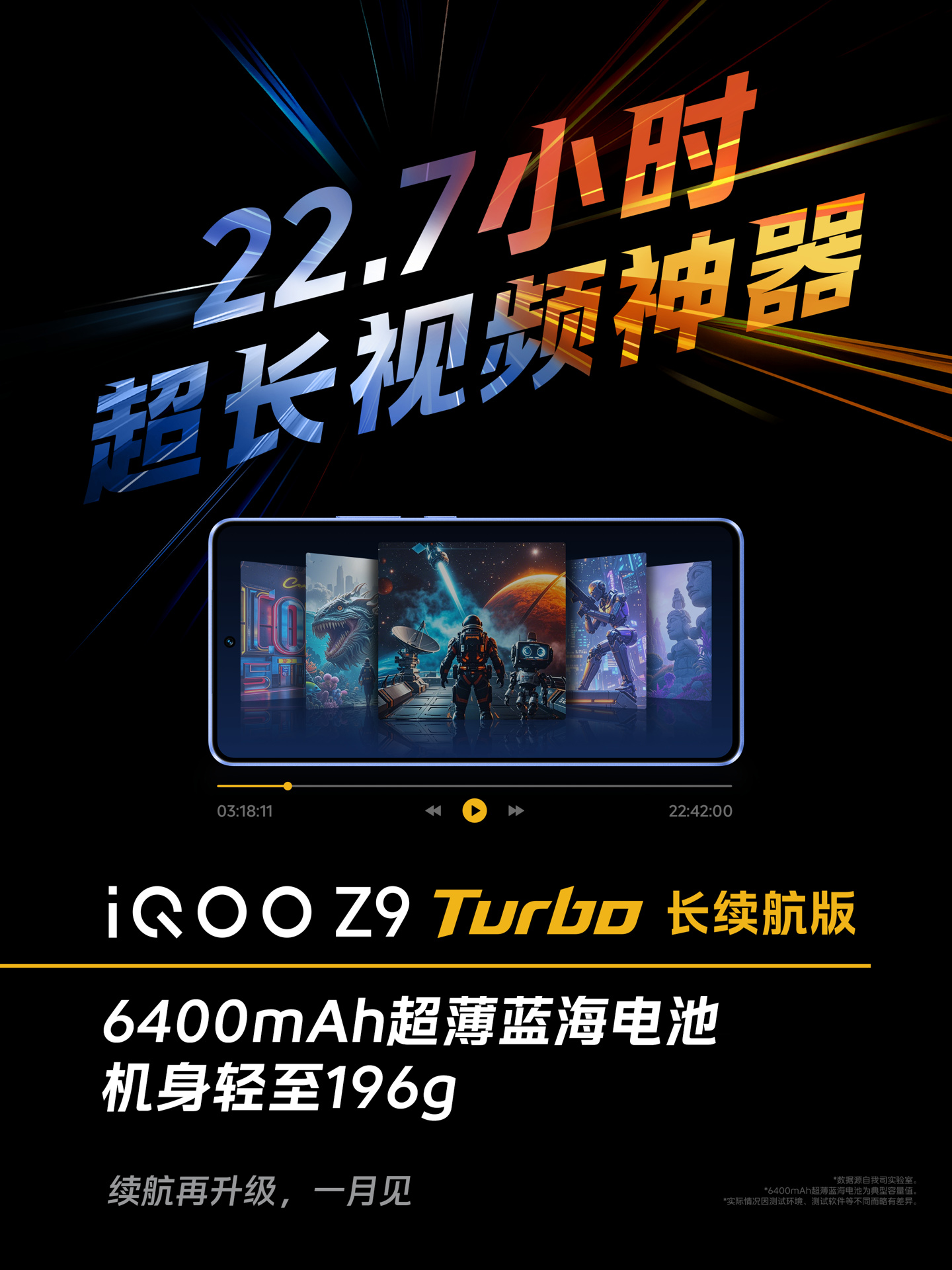 iQOO Z9 Turbo 长续航版手机重 196g、厚 7.98mm，宣称“能连续看 22.7 小时视频”  第3张