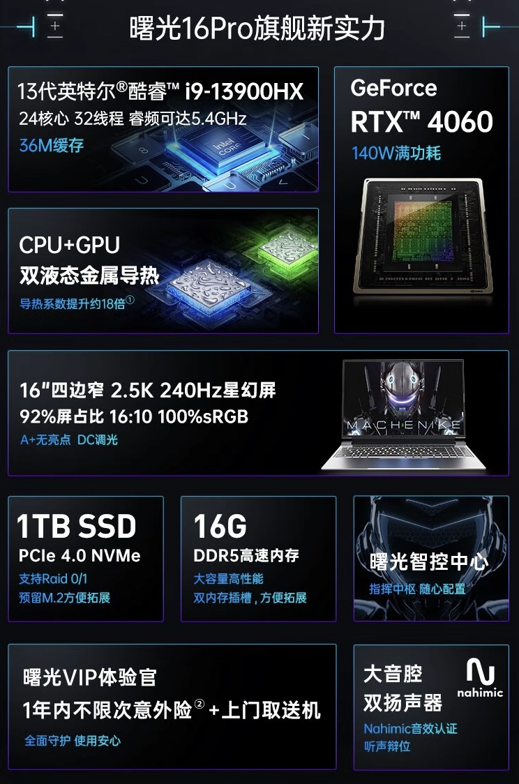 Bilibili：澳门6合资料-机械师曙光 16 Pro 笔记本配置上新：i9-13900HX + RTX4060 售 7999 元起  第2张