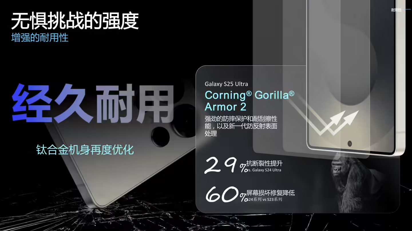 天天快报：管家婆天天好资料大全-三星 Galaxy S25 Ultra 手机首发康宁 Gorilla Armor 2：更抗摔、更防刮，业界首款用于移动设备的抗反射玻璃陶瓷